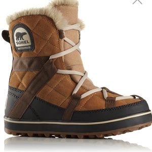 SOREL Glacy Explorer Shortie Tan Leather & Suede Waterproof Boots